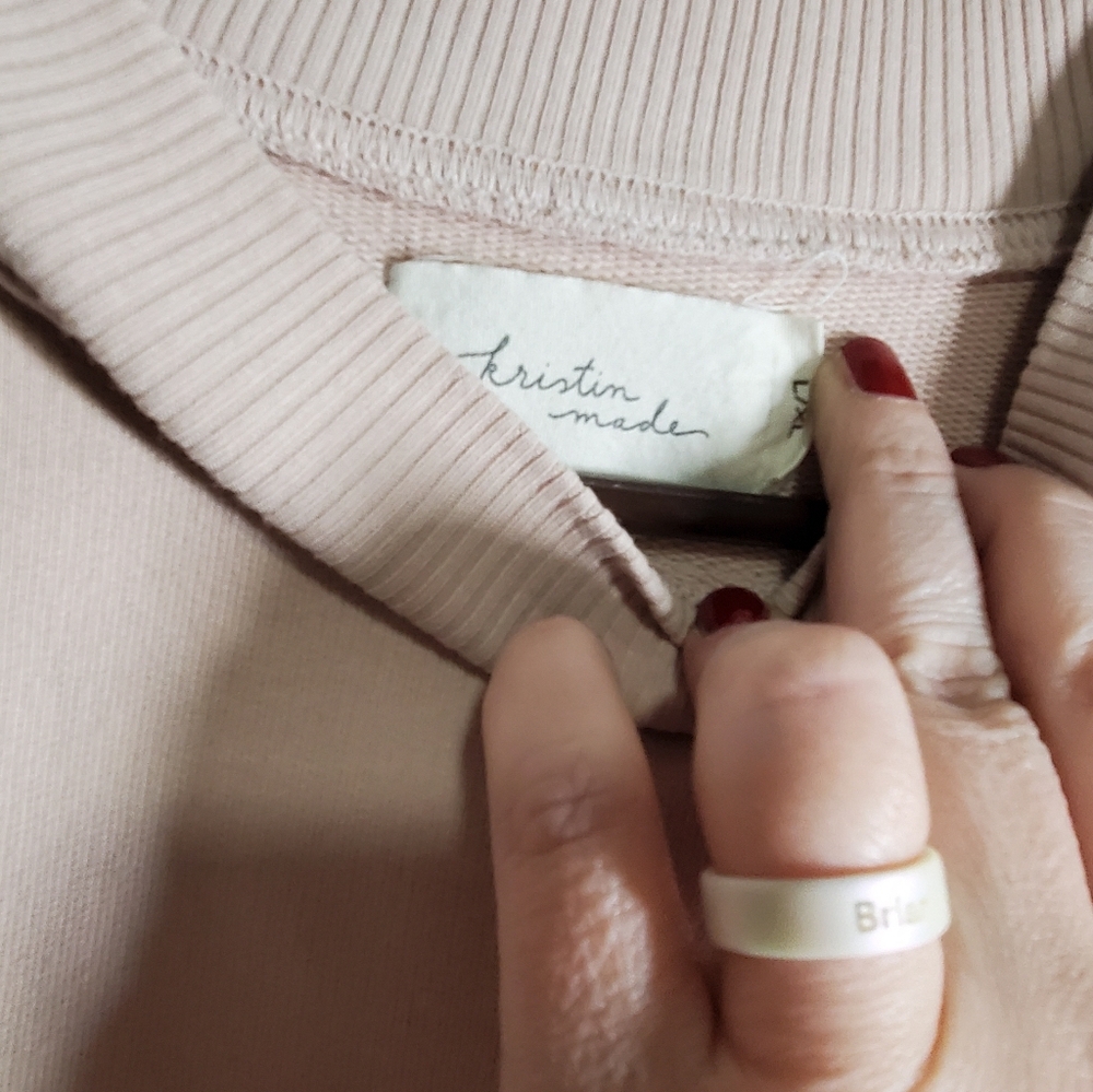 Kristin Made Discontinued Love One Another Pink Embroidered Sweatshirt L/XL - Picture 5 of 10